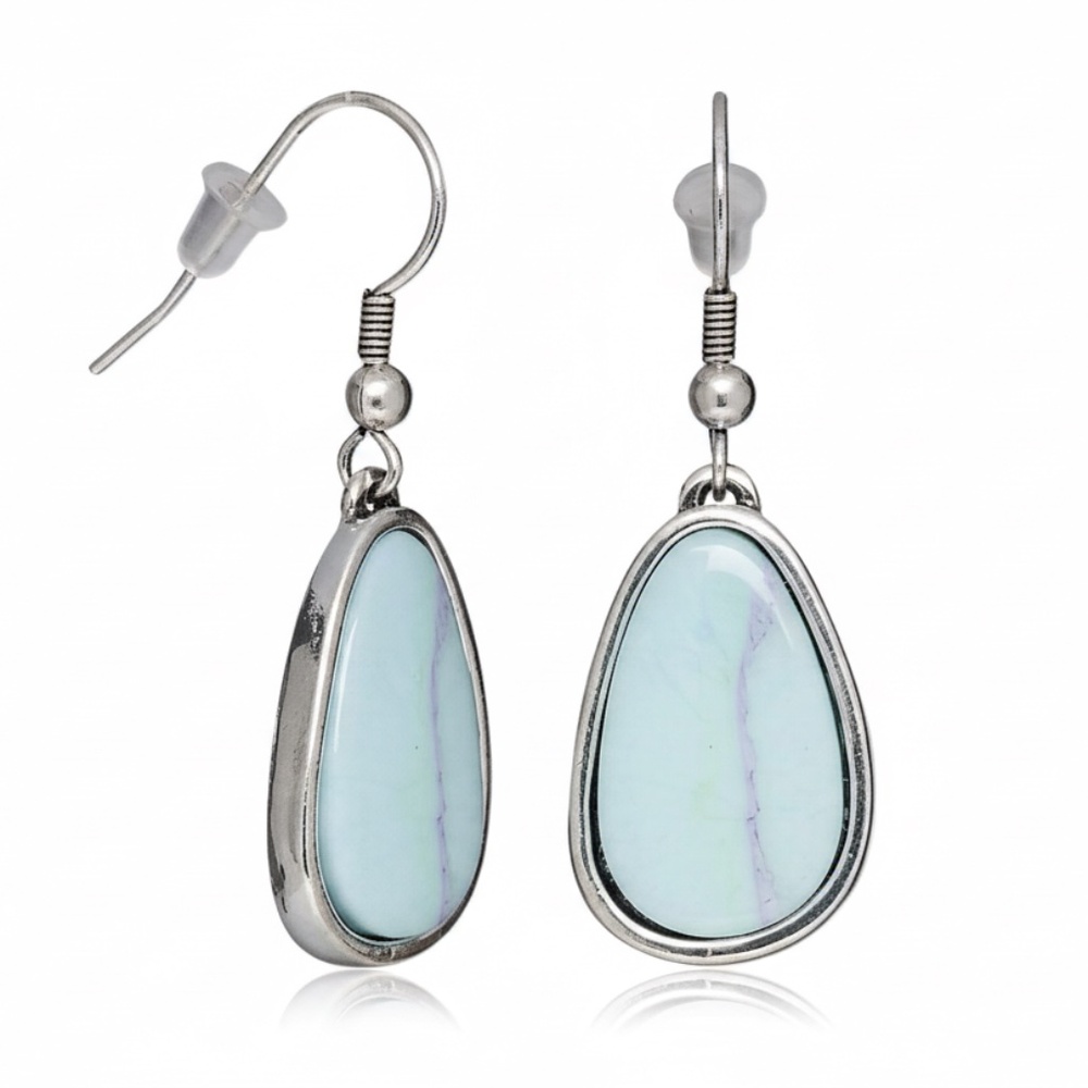 Womens Silver Plated Brass Resin‎ Teardrop Earrings